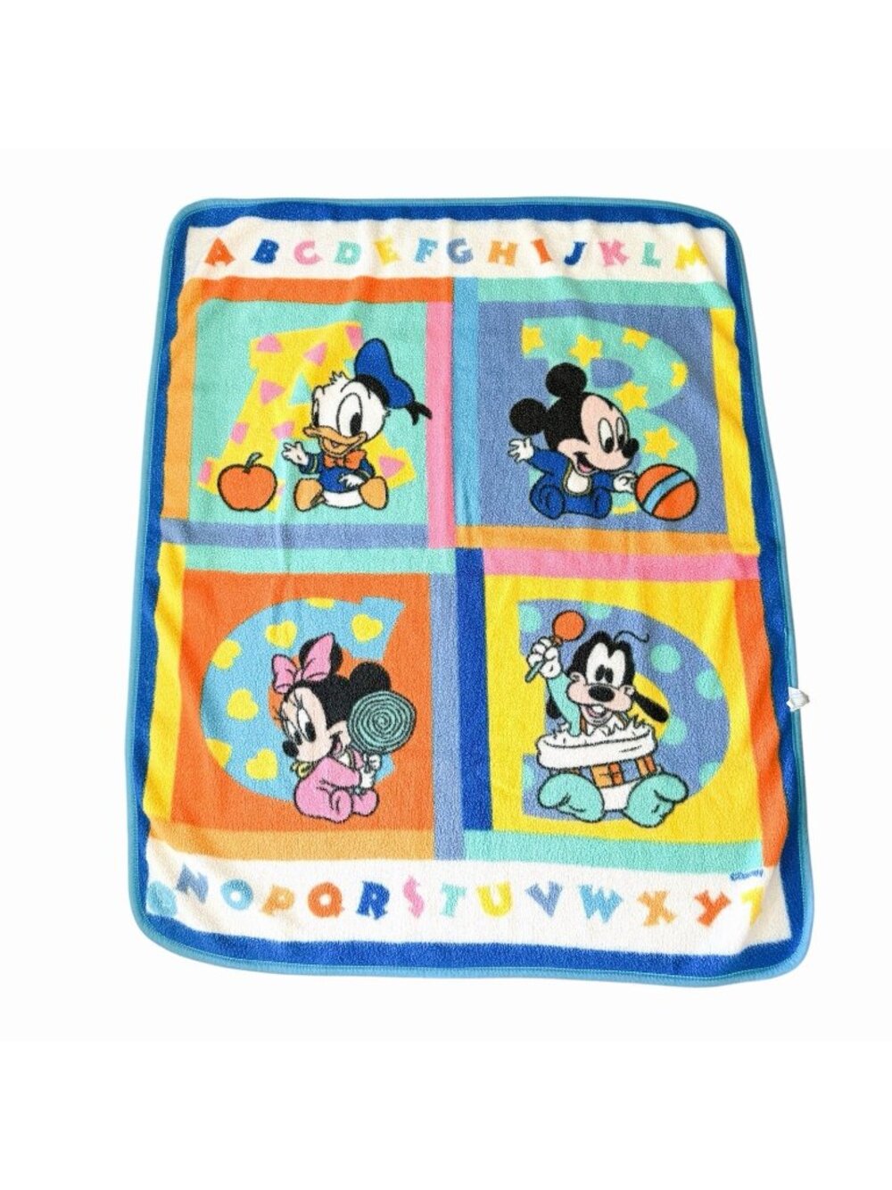 Vintage Disney Baby Mickey Minnie Mouse Donald Goofy ABC Baby Blanket